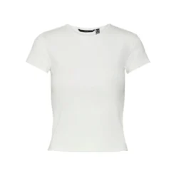 Vero ModaTop col rond manches courtes blanc en coton bio Nia
