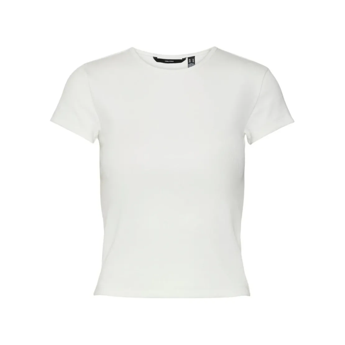 Vero ModaTop col rond manches courtes blanc en coton bio Nia