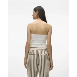 Vero ModaTop court col rond sans manches blanc en coton Ida