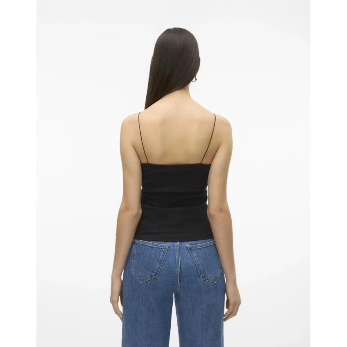 Vero ModaTop court col rond sans manches noir en coton Queen