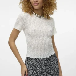 Vero ModaTop manches courtes et col rond en polyester recyclé Shelby blanc Xena