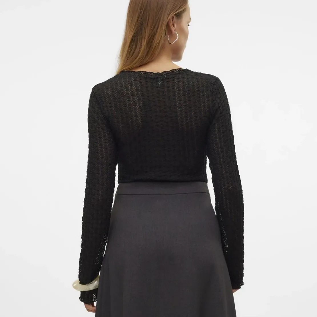 Vero ModaTop manches longues en polyester recyclé Shelby noir Ula