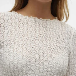Vero ModaTop manches longues et col rond en polyester recyclé Shelby blanc Zola