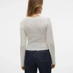 Vero ModaTop manches longues et col rond en polyester recyclé Shelby blanc Zola