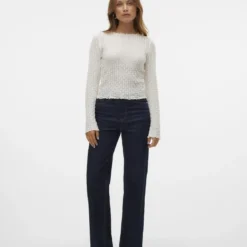 Vero ModaTop manches longues et col rond en polyester recyclé Shelby blanc Zola