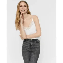 Vero ModaTop Regular Fit Col en V Sans manches Longueur regular blanc