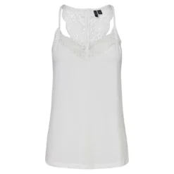 Vero ModaTop Regular Fit Col en V Sans manches Longueur regular blanc