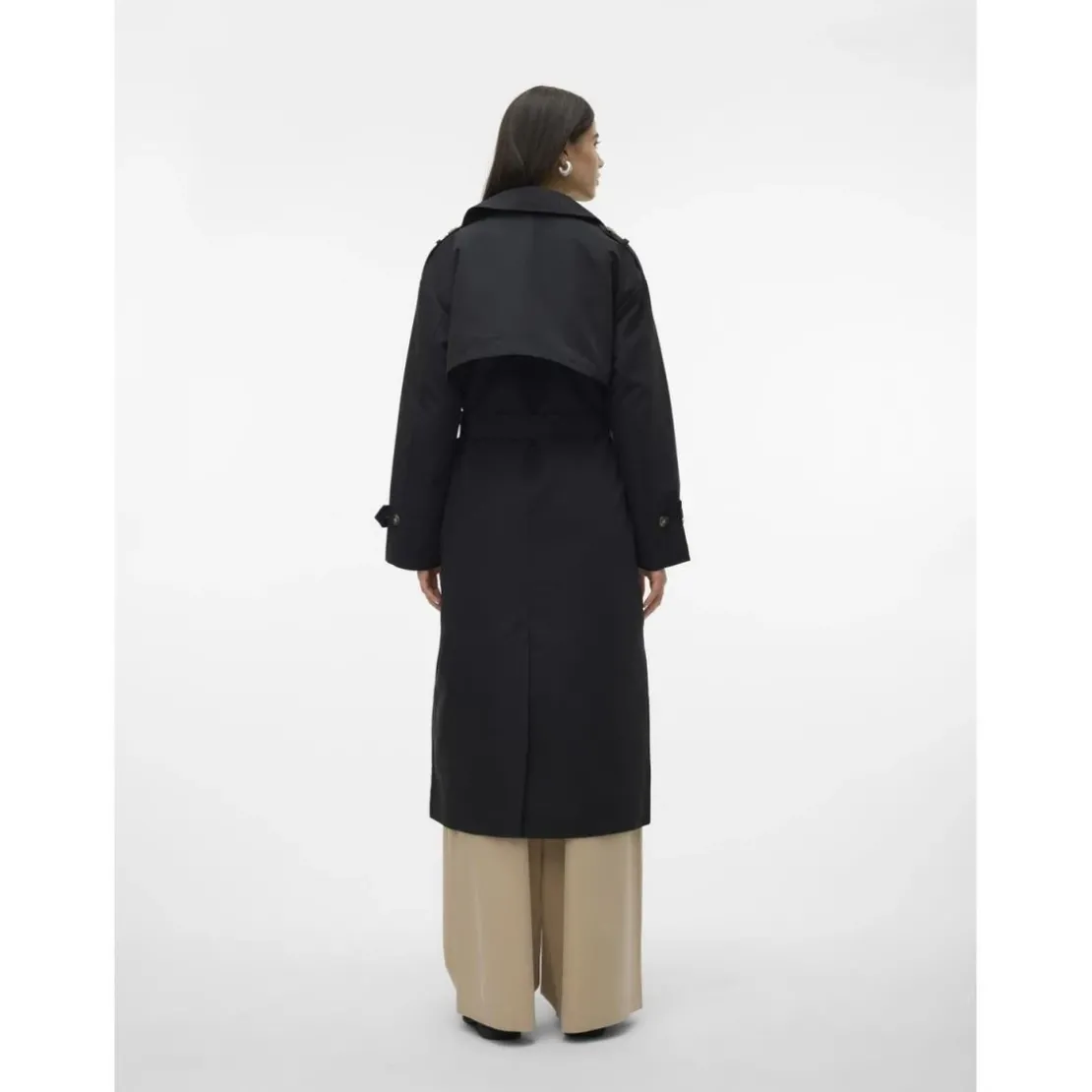 Vero ModaTrench coat fermeture à double boutonnage. fermeture par ceinture col à revers noir Quin