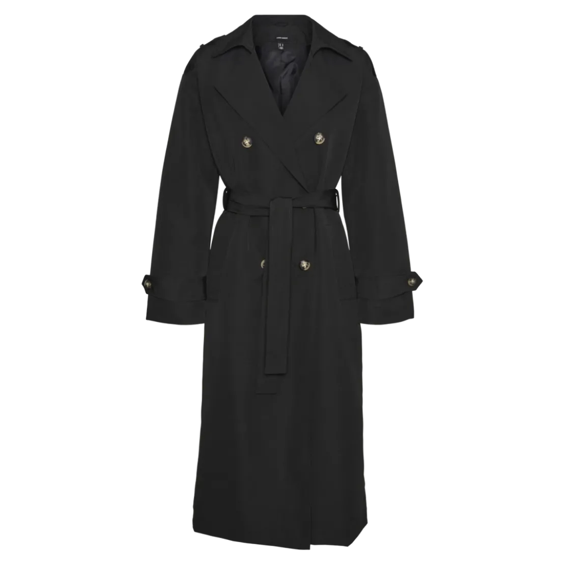 Vero ModaTrench coat fermeture à double boutonnage. fermeture par ceinture col à revers noir Quin