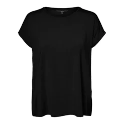Vero ModaT-shirt Regular Fit Col rond Manches courtes Longueur regular noir en coton Alia