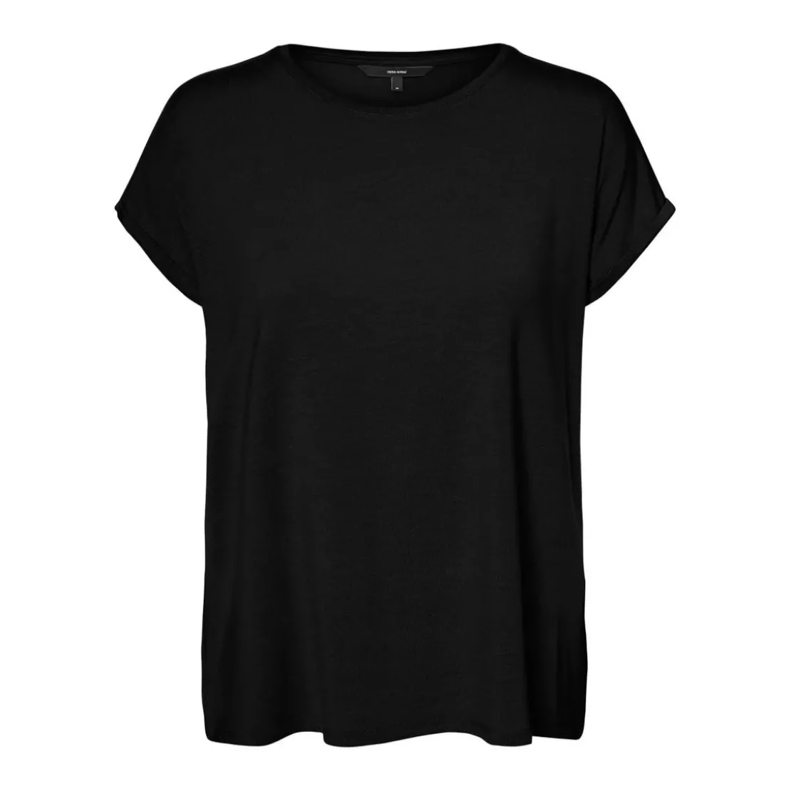 Vero ModaT-shirt Regular Fit Col rond Manches courtes Longueur regular noir en coton Alia