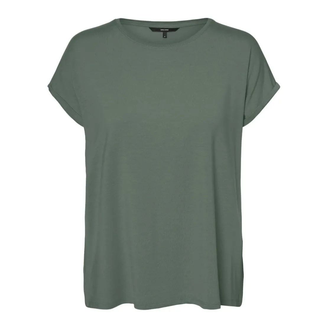 Vero ModaT-shirt Regular Fit Col rond Manches courtes Longueur regular vert en coton Fern