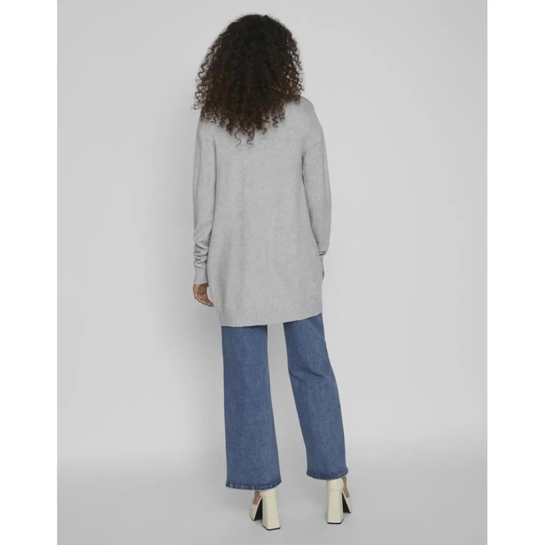 VilaCardigan col fendugris en viscose Faye