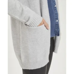 VilaCardigan col fendugris en viscose Faye