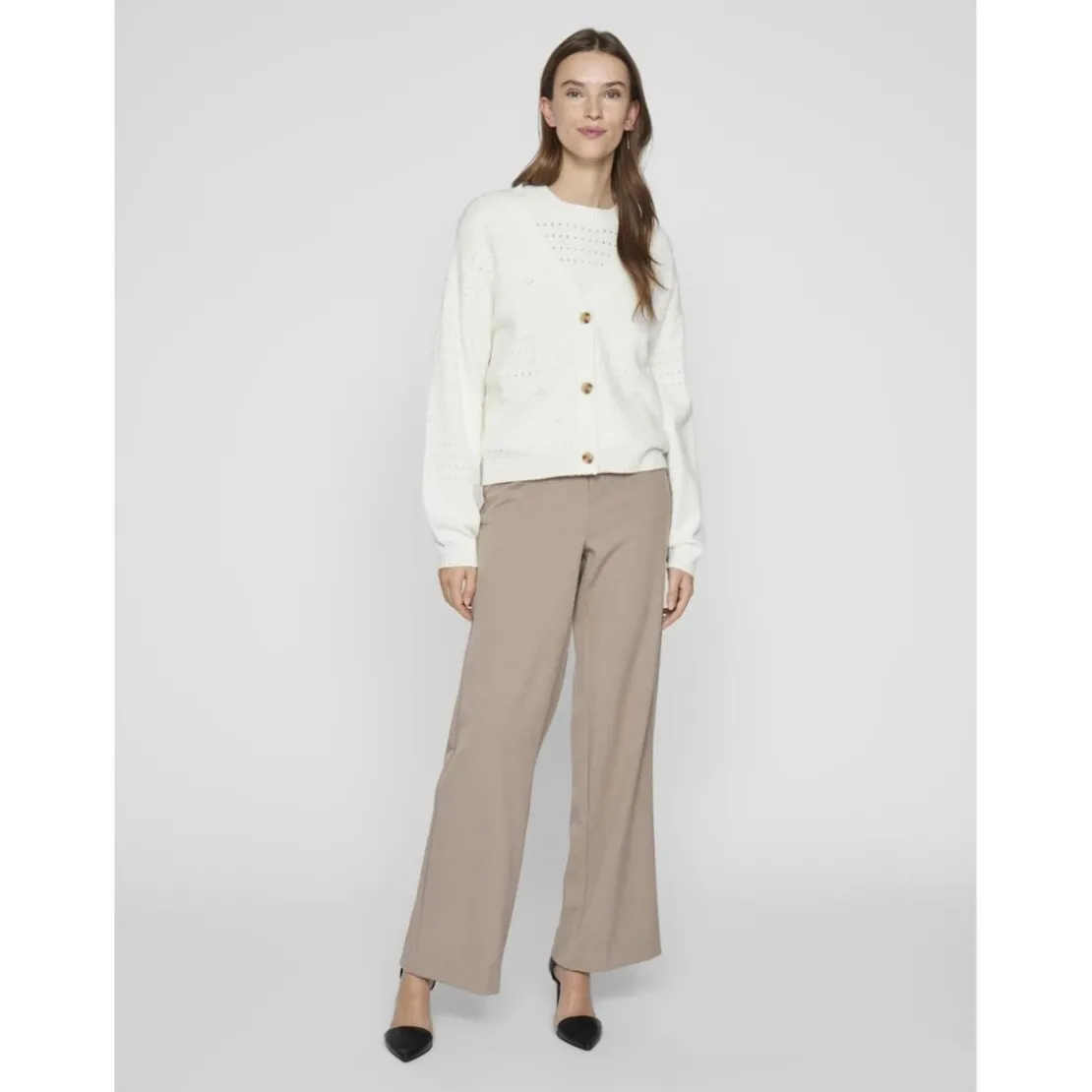 VilaCardigan manches longues en viscose Ril blanc Faye