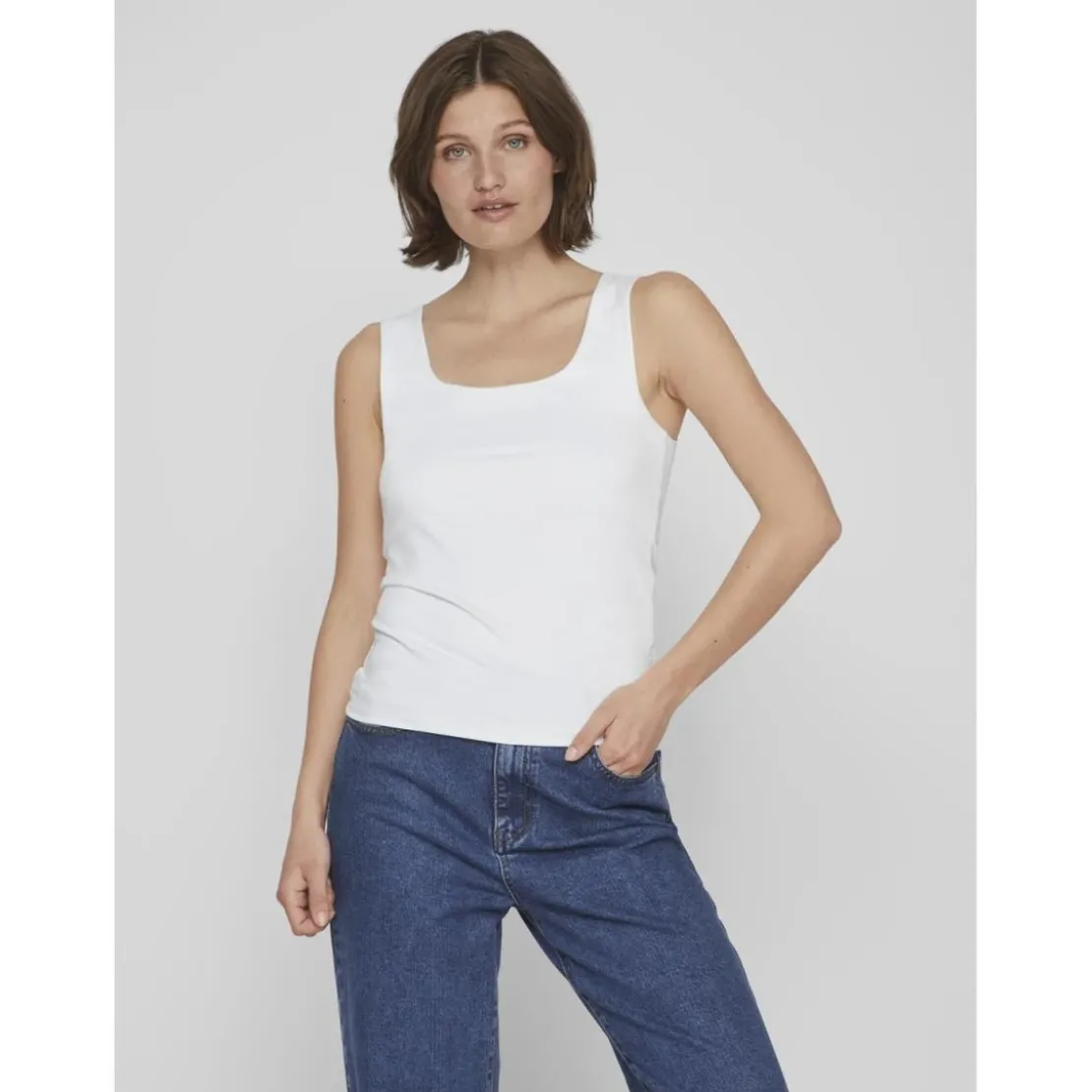 VilaDébardeur bodycon fit col rond blanc Meg