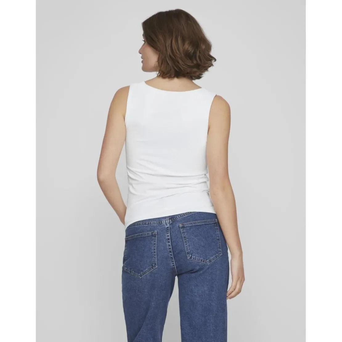 VilaDébardeur bodycon fit col rond blanc Meg