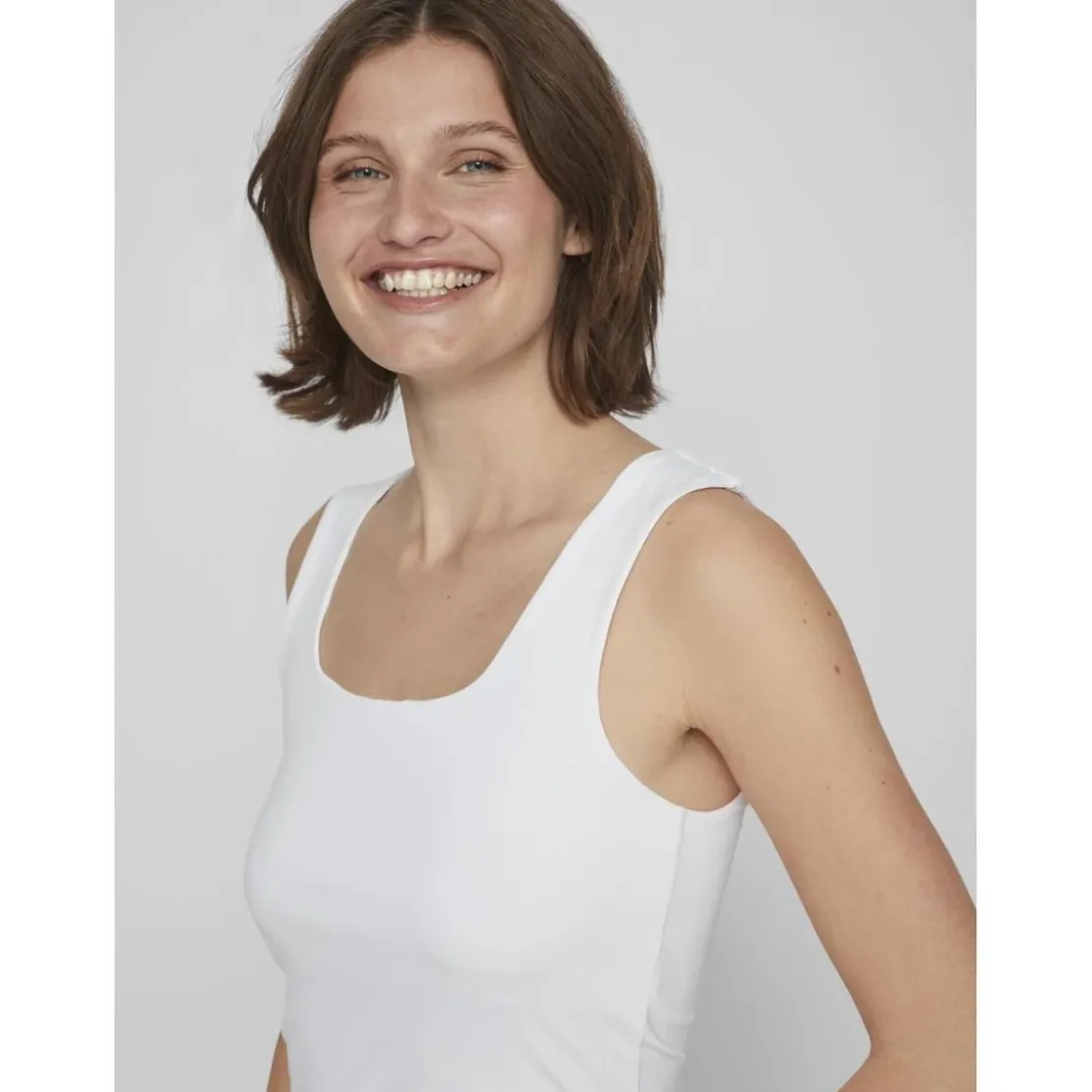 VilaDébardeur bodycon fit col rond blanc Meg