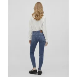 VilaJean skinny bleu moyen en coton Nora