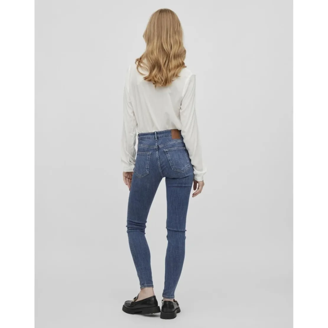VilaJean skinny bleu moyen en coton Nora