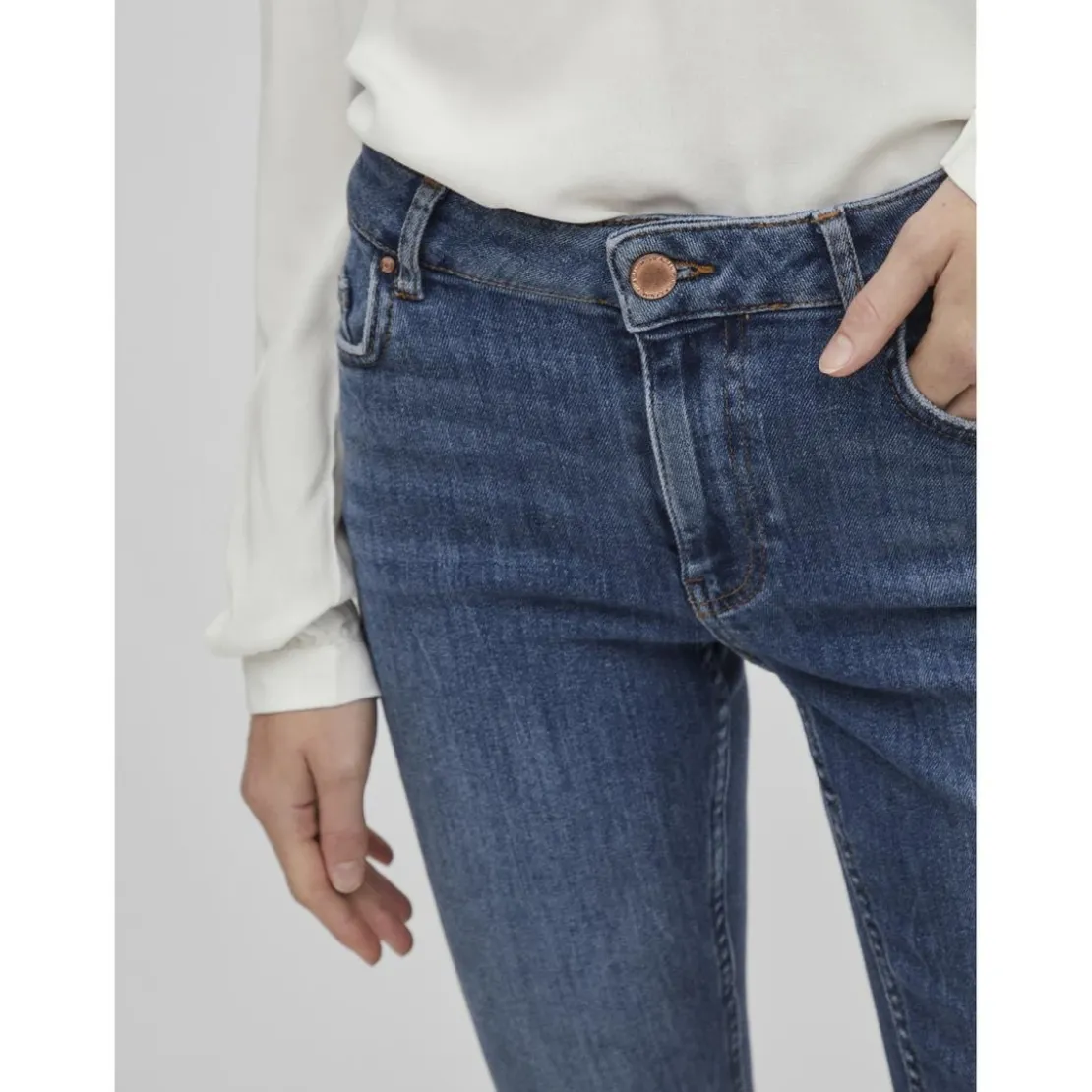 VilaJean skinny bleu moyen en coton Nora