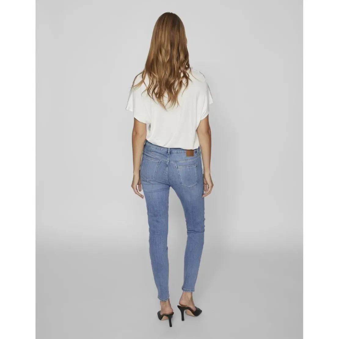 VilaJean skinny fermeture éclair bleu moyen en coton