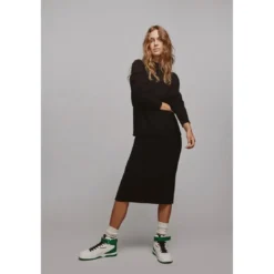 VilaJupe longue en maille taille haute noir