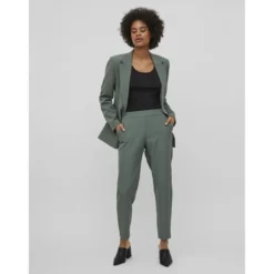 VilaPantalon de tailleur vert foncé