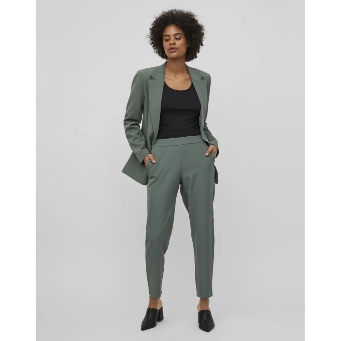 VilaPantalon de tailleur vert foncé