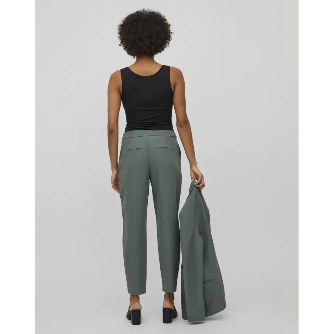 VilaPantalon de tailleur vert foncé