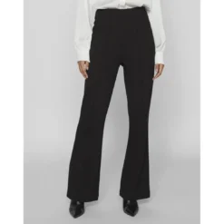 VilaPantalon regular fit noir en viscose