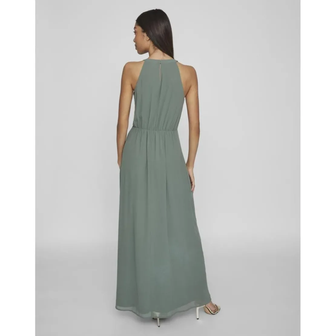 VilaRobe longueur maxi dentelle féminine vert Gigi