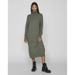 VilaRobe midi manches longues en viscose vert Lou