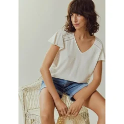 VilaTop manches courtes blanc en viscose Rae