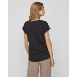 VilaT-shirt col rond manches courtes noir Louise