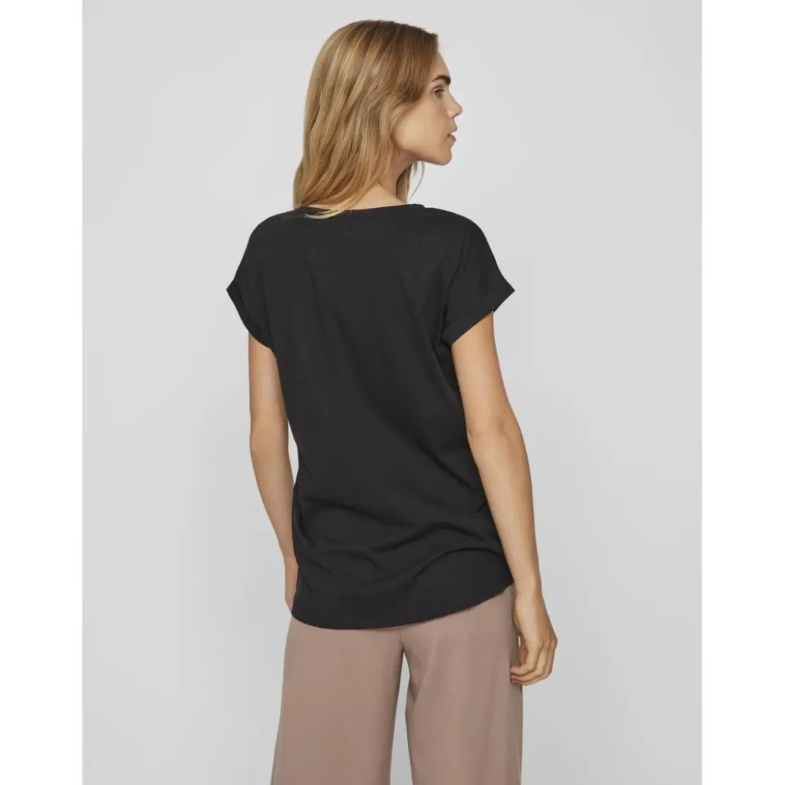 VilaT-shirt col rond manches courtes noir Louise