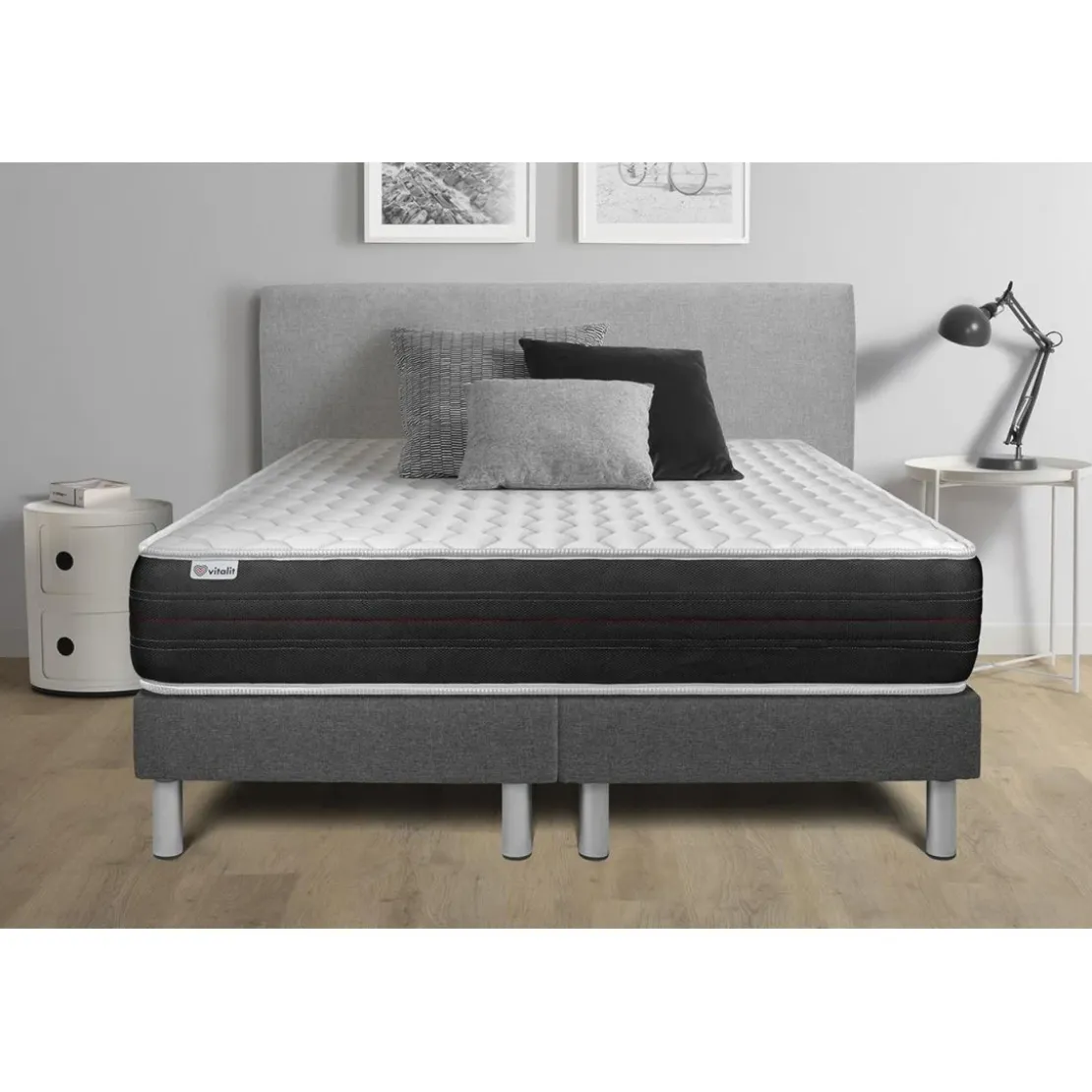 VITALITEnsembles matelas sommiers gris VITALSPRING