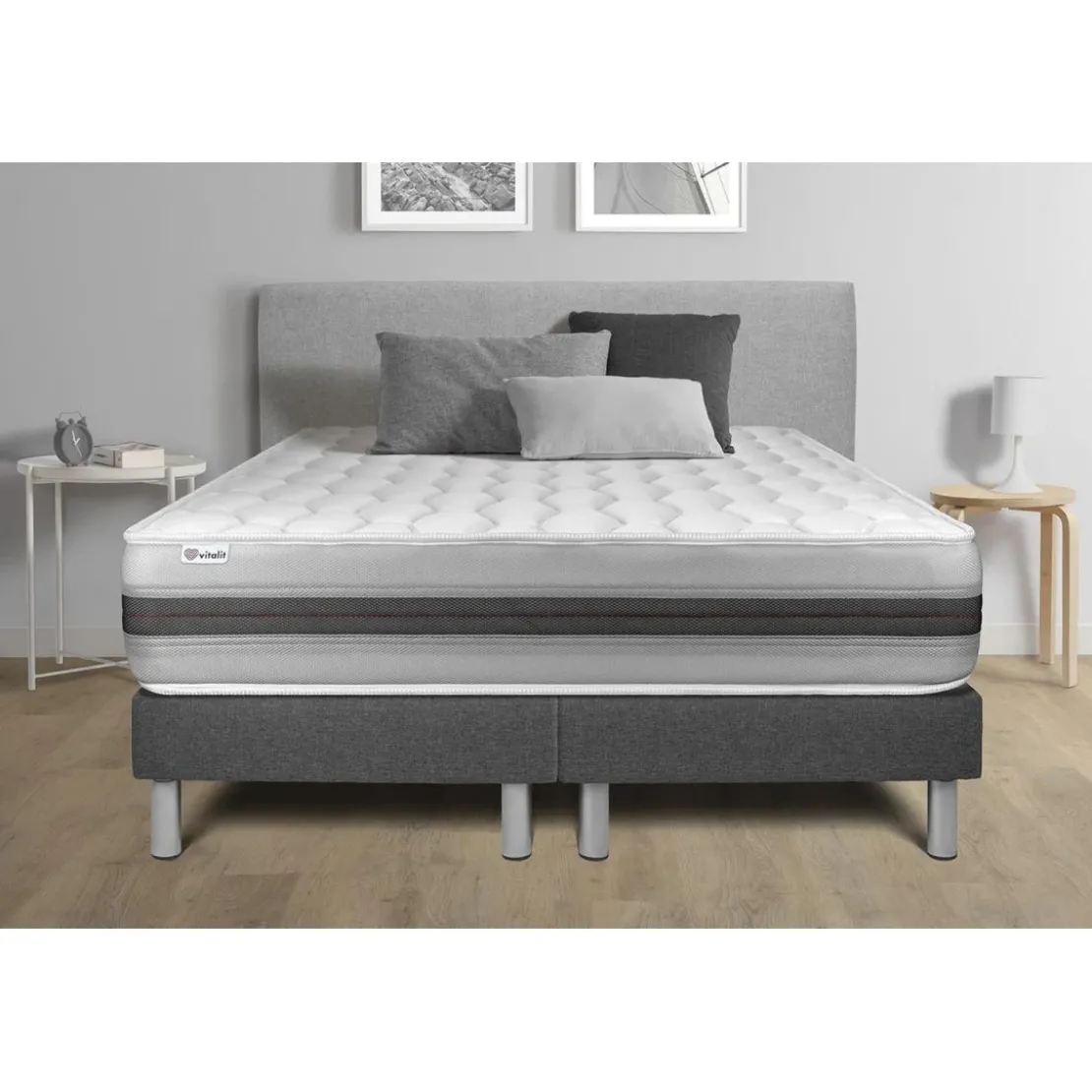 VITALITEnsembles matelas sommiers gris VITALSPRING RECOVER