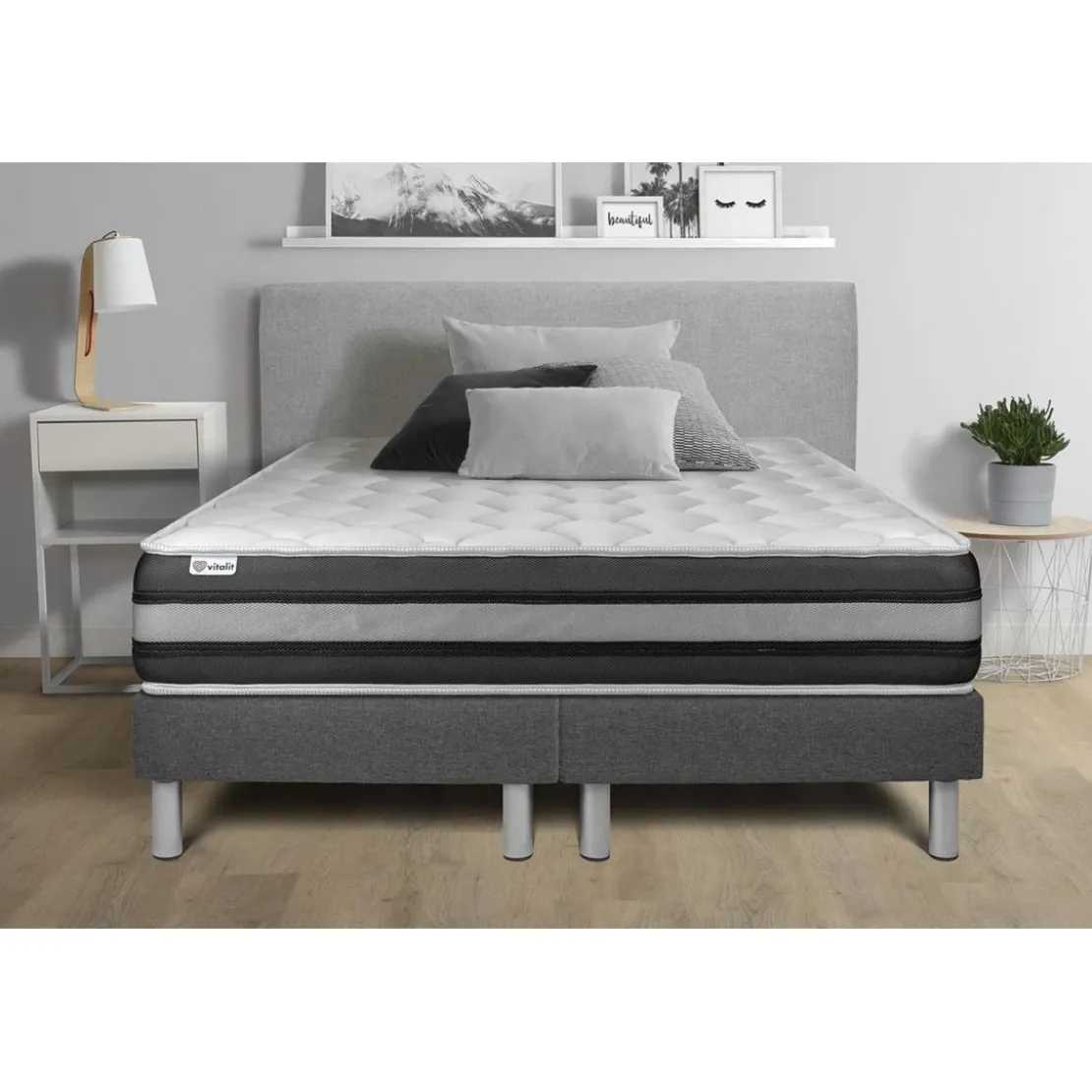 VITALITEnsembles matelas sommiers VITALSPRING ZEN gris