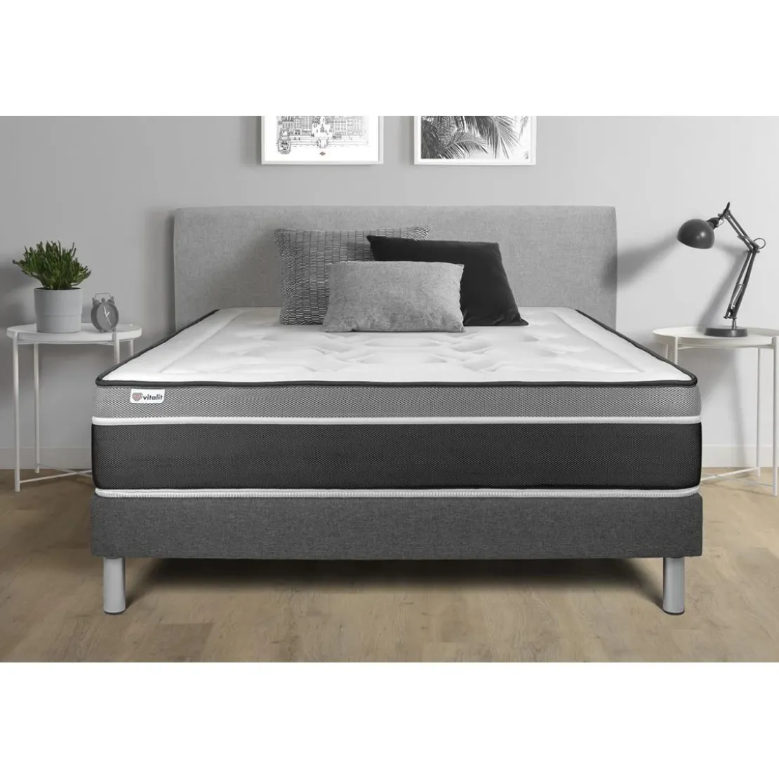VITALITEnsemble VITAL CARE sommier Kit gris