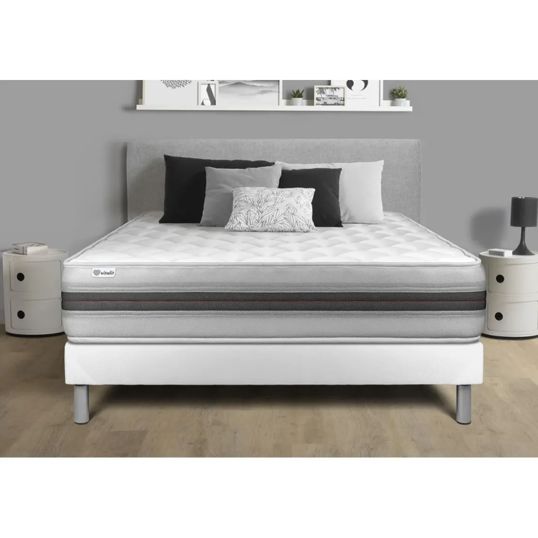 VITALITEnsemble VITALMEMO BACK sommier kit blanc