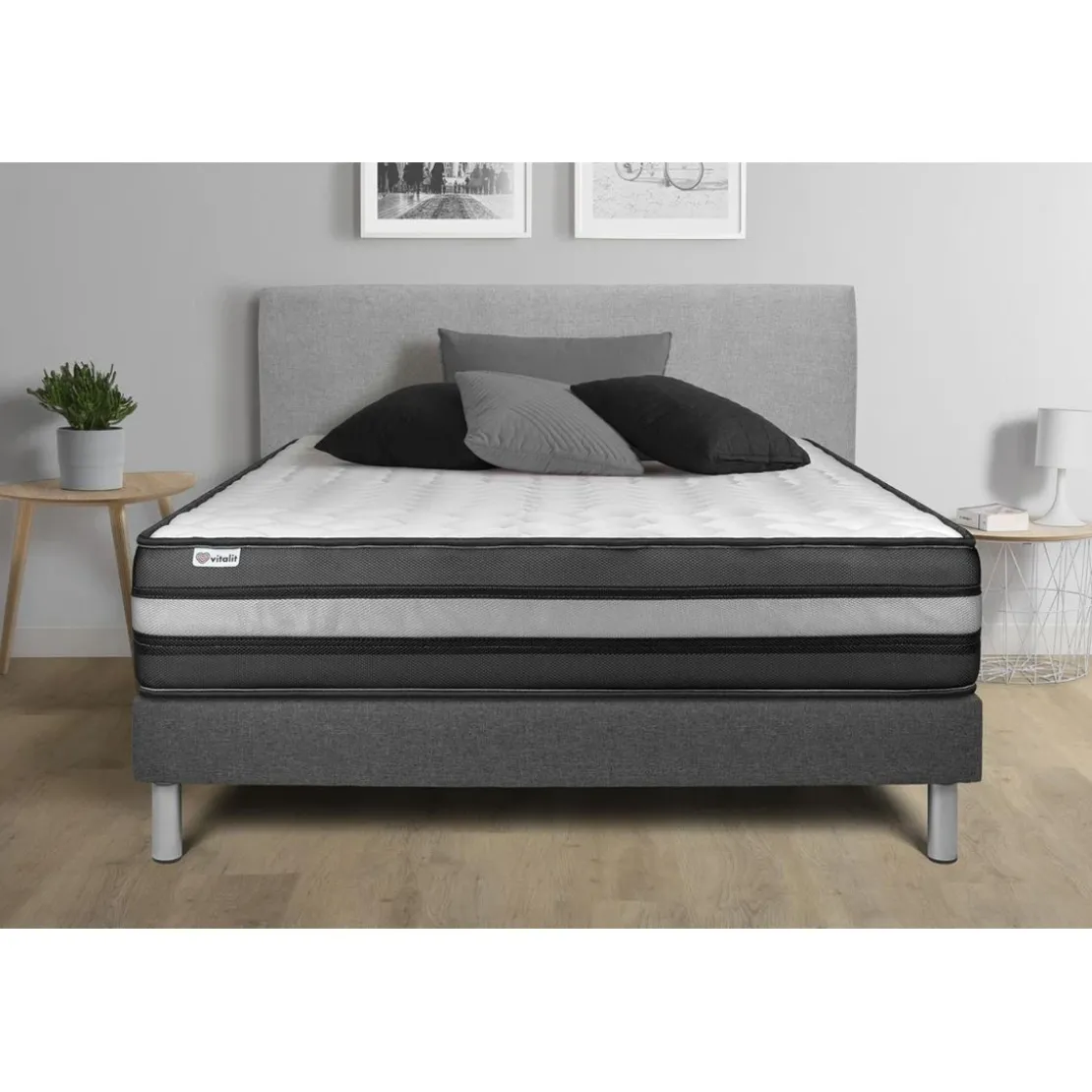 VITALITEnsemble VITALPOWER ZEN sommier Kit gris