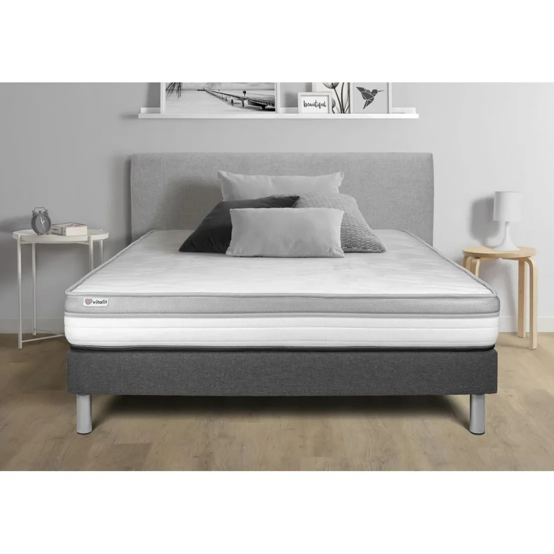 VITALITEnsemble VITAL RELAX sommier Kit gris.