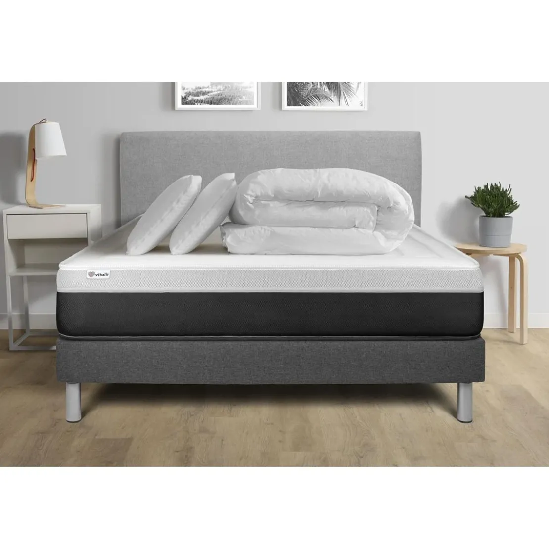 VITALITPack prêt a dormir VITAL FORM sommier Kit gris