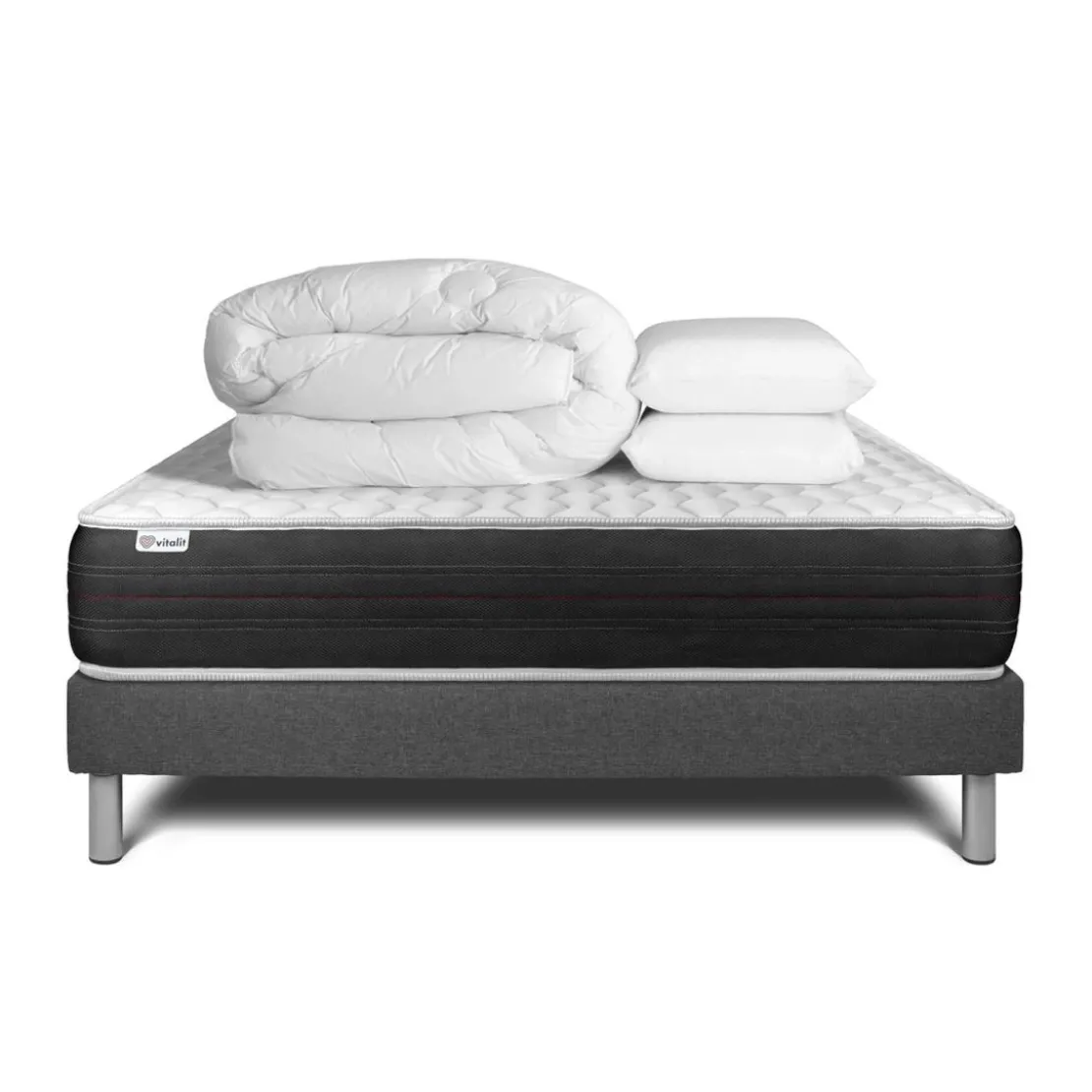 VITALITPack prêt a dormir VITALSPRING sommier Kit gris
