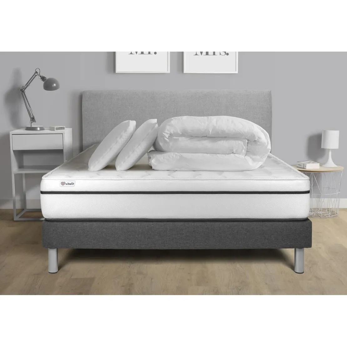 VITALITPack prêt a dormir VITAL SPA sommier Kit gris