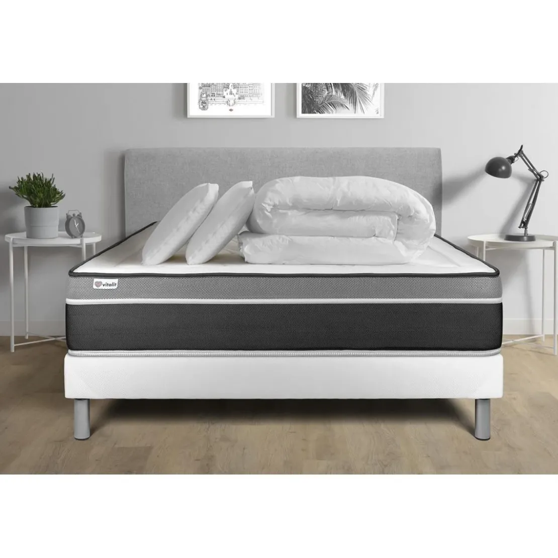 VITALITPack prêt a dormir VITAL CARE sommier Kit blanc