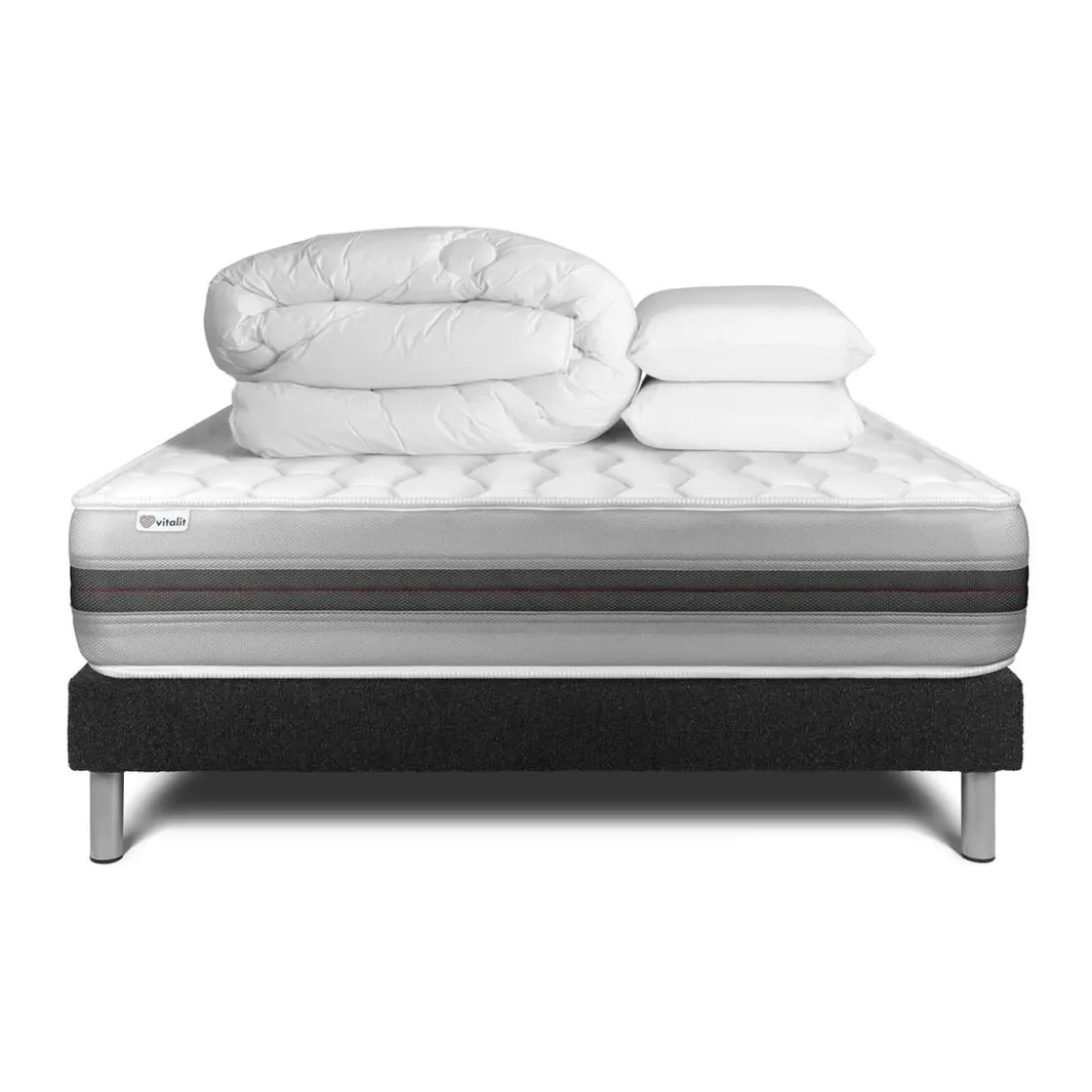 VITALITPack prêt a dormir VITALSPRING RECOVER sommier Kit gris Foncé