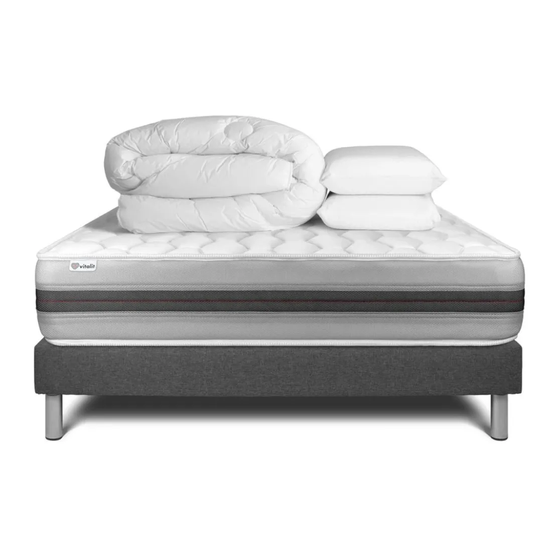VITALITPack prêt a dormir VITALSPRING RECOVER sommier Kit gris