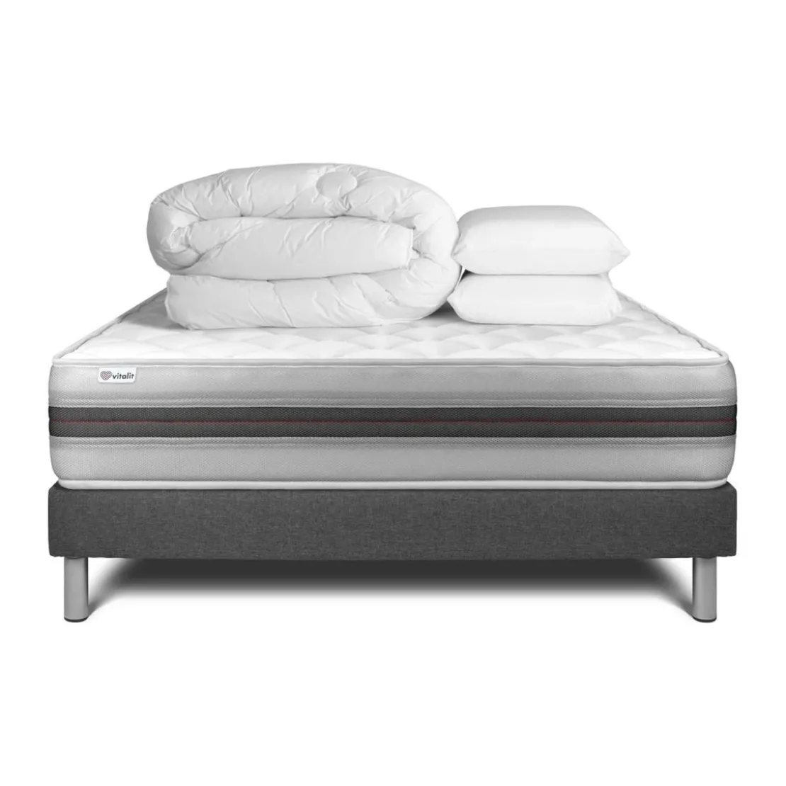 VITALITPack prêt a dormir VITALMEMO BACK sommier Kit gris